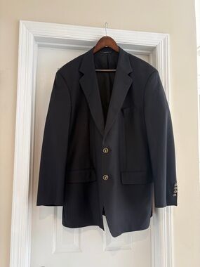 LORO PIANA FABRIC for Brooks Brothers Black Blazer with Crest Buttons